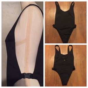 VS Black Open Side Buckle One -Piece Swim Suit